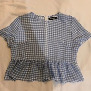 missguided ghingham print top - never worn
